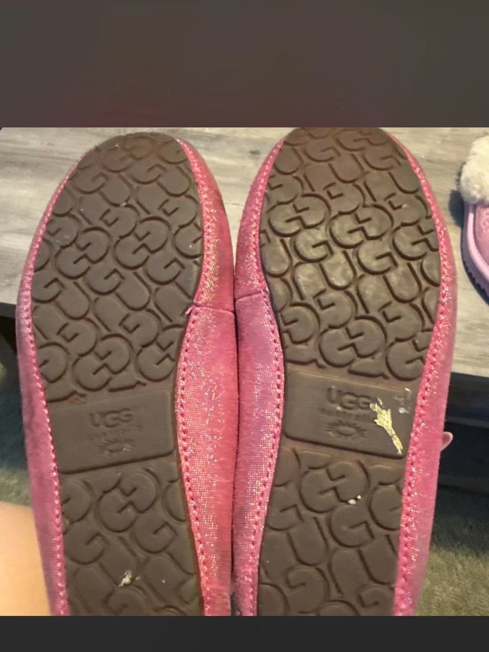 UGG Pink Girls Bow Moccasin Slippers